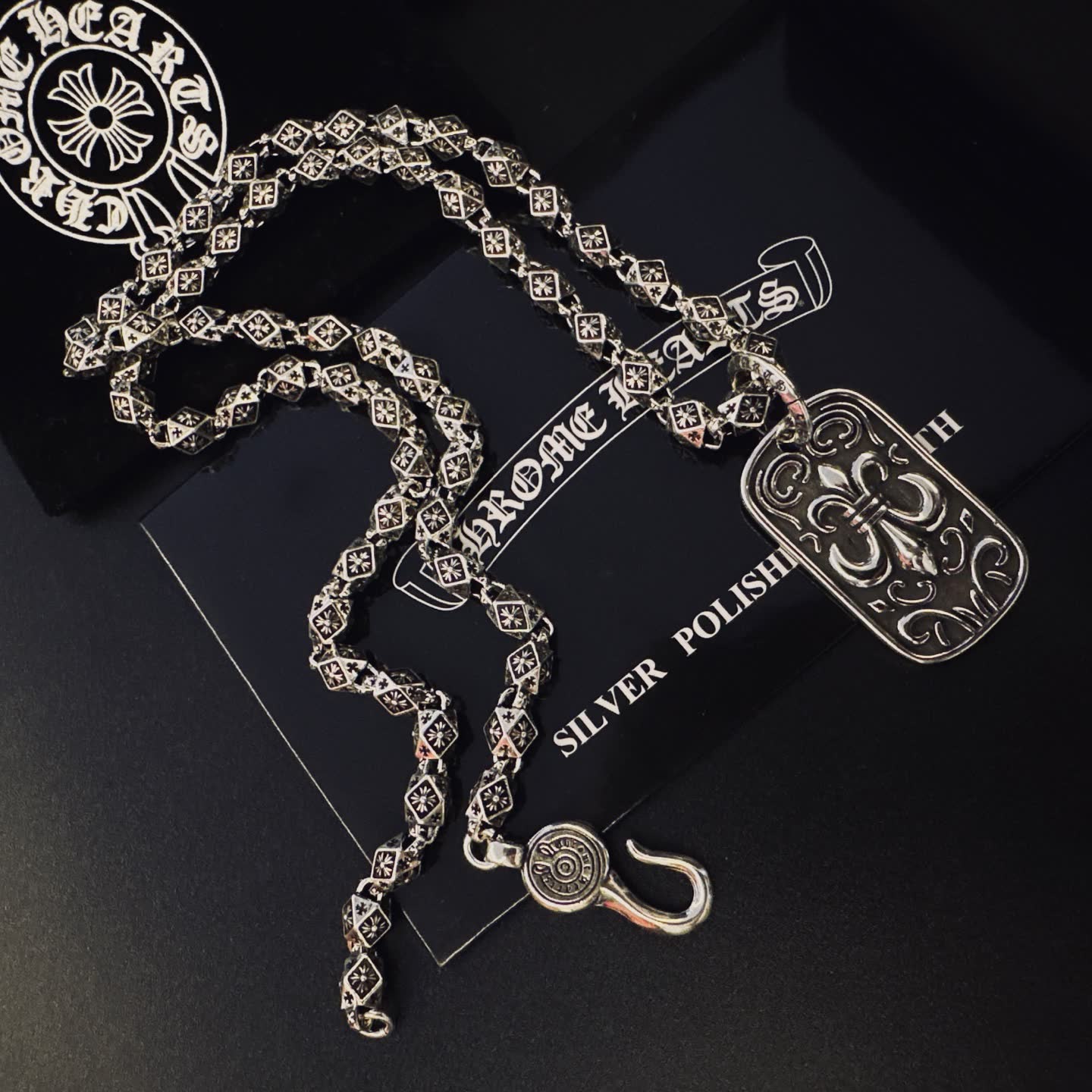 Chrome Hearts Silver Fleur-de-lis Tag Necklace